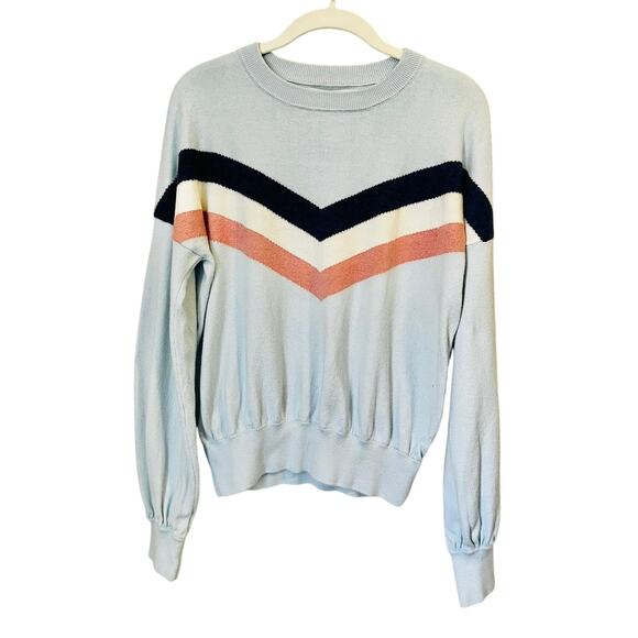 Spiritual Gangster Stripes Block Sweater in Blue Women's Cotton & Cashmere sz S - Picture 1 of 6